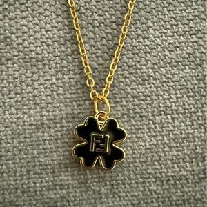 FF Gold and Black Clover Pendant Necklace